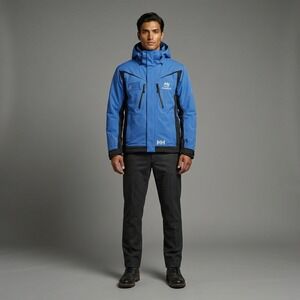 Helly Hansen Men's Blue Black Ski Snowboard Jacket Waterproof Hooded M